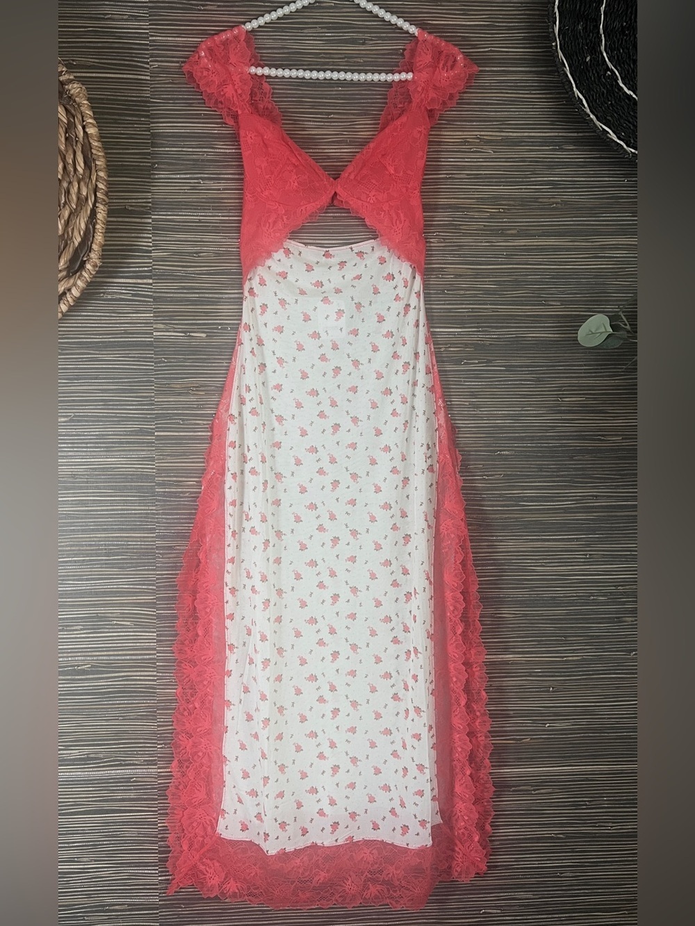 NWT Free People Suddenly Fine Floral Lace Maxi Slip Dress Nightgown Tea Combo XS - Picture 6 of 16
